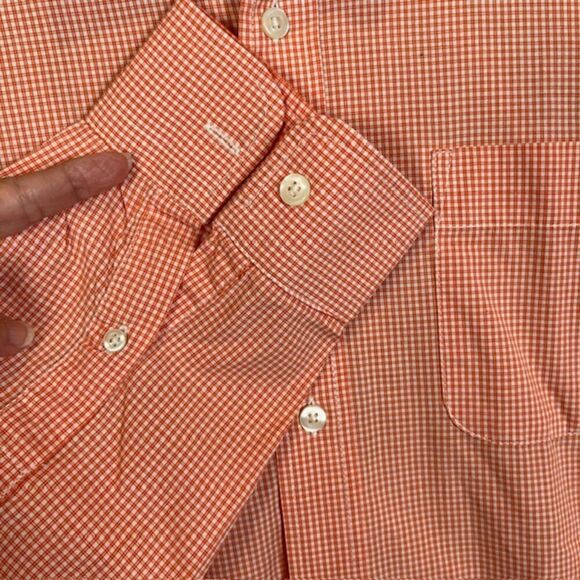 Gap Men's Button Front Dress Shirt Orange White Gingham Check Cotton Size XXL - Picture 4 of 9